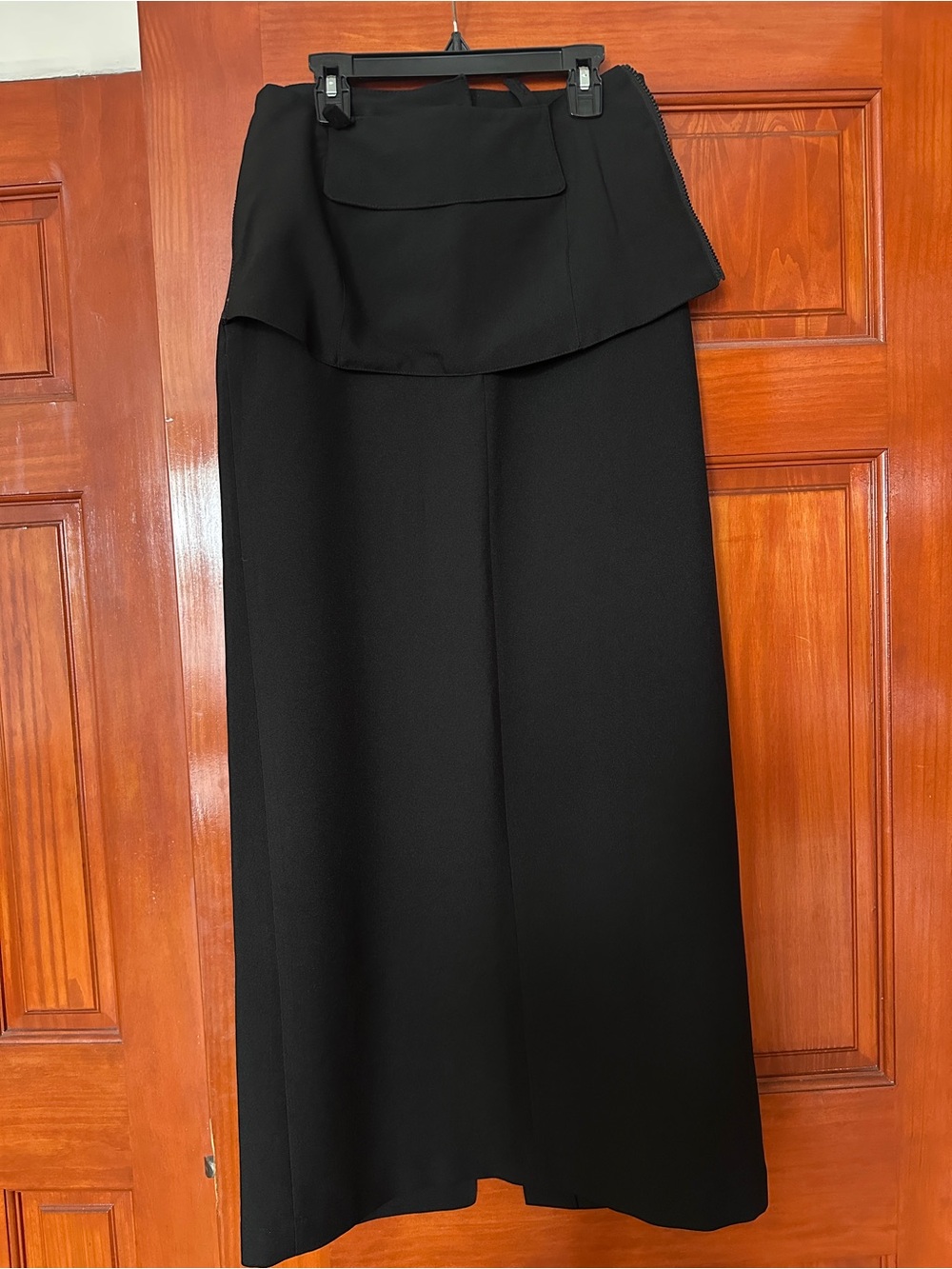 Y2K Office Siren Black Maxi‎ Skirt Gothic Cybercore Side Zip Foldover Waist